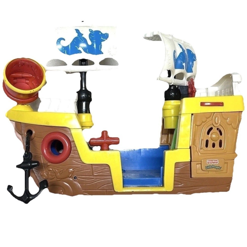Fisher Price Little People Lil Kingdom Pirate Ship‎ J4419 2005 Boat Toy No Sound